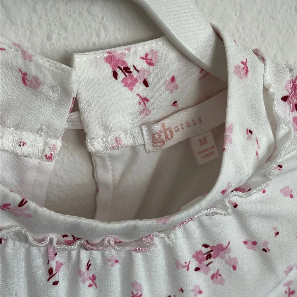 GB girls White Dress with Pink Floral Print